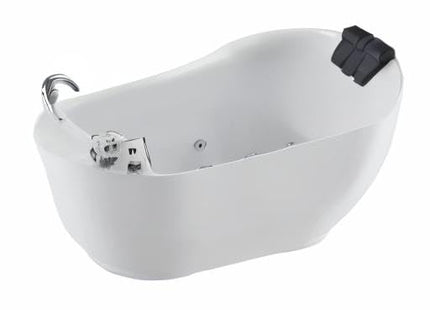 Empava 59" x 29" Freestanding Whirlpool Tub, Acrylic 560W Jetted Bathtub with 7 Hydromassage Nozzles,Lumbar and Neck Support,ETL Certified