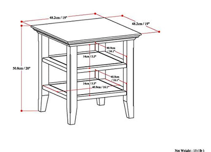 SIMPLIHOME Acadian SOLID WOOD 19 inch Wide Square Transitional End Table
