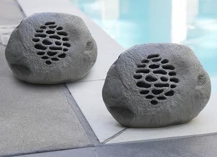 Alpine Corporation Weather-resistant Bluetooth Solar-Powered Outdoor Wireless Rock Speaker - Set of 2