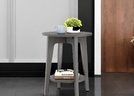VASAGLE Side Table, Small Round End Table with Lower Shelf