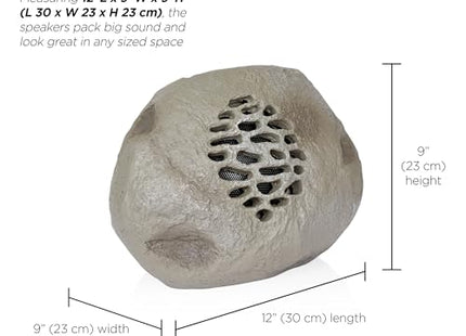 Alpine Corporation Weather-resistant Bluetooth Solar-Powered Outdoor Wireless Rock Speaker - Set of 2
