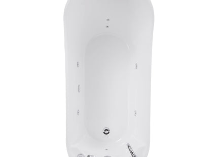 Empava 59" x 29" Freestanding Whirlpool Tub, Acrylic 560W Jetted Bathtub with 7 Hydromassage Nozzles,Lumbar and Neck Support,ETL Certified