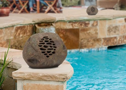Alpine Corporation Weather-resistant Bluetooth Solar-Powered Outdoor Wireless Rock Speaker - Set of 2