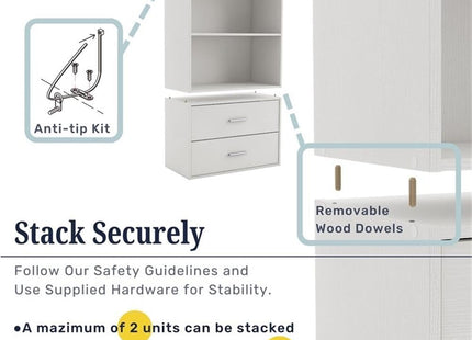 Furniture of America Seni Stackable Wood 2-Drawer Bookcase in White