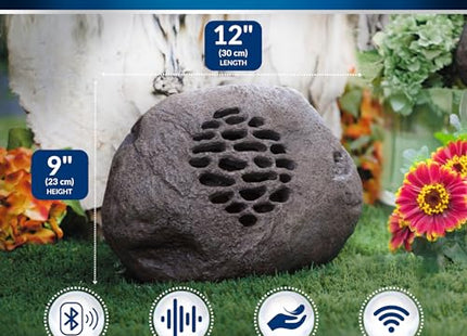 Alpine Corporation Weather-resistant Bluetooth Solar-Powered Outdoor Wireless Rock Speaker - Set of 2