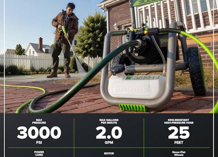 Greenworks Pro Brushless 3000 PSI (CSA Certified) 2.0 GPM Max / 1.1 GPM Electric Pressure Washer (Rugged Steel Frame, 25 FT Hose, 35 FT GFCI Power Cord)