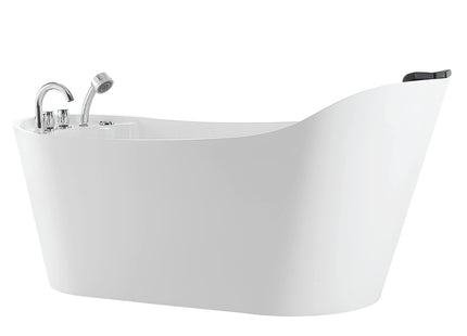 Empava 59" x 29" Freestanding Whirlpool Tub, Acrylic 560W Jetted Bathtub with 7 Hydromassage Nozzles,Lumbar and Neck Support,ETL Certified