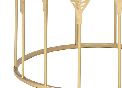 Adeco Set of 2 Nesting Side Tables, Decorative Round Metal Accent End Tables Nightstands, Coffee Table Plant Stand for Living Room Bedroom (Gold Leaf)