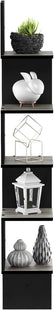 Furinno Rossi Wall Mount Floating Corner Shelf, 5-Tier Square, French Oak Grey/Black