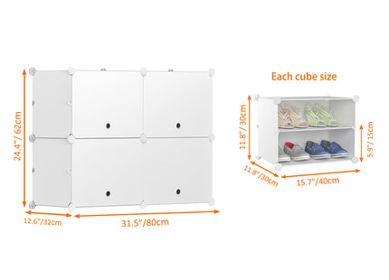 HOMIDEC Shoe Rack, 8 Tier Shoe Storage Cabinet 32 Pair Plastic Shoe Shelves Organizer
