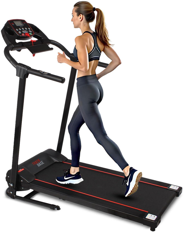 SereneLife Electric Folding Treadmill Exercise Machine - Smart Compact Digital Fitness Treadmill Workout Trainer w/Bluetooth App Sync, Manual Incline Adjustment, for Walking, Running, Gym