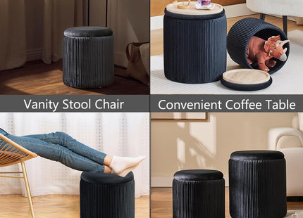 Round Set of 2 Ottoman with Storage