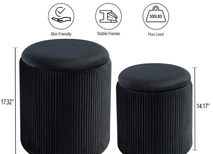 Round Set of 2 Ottoman with Storage