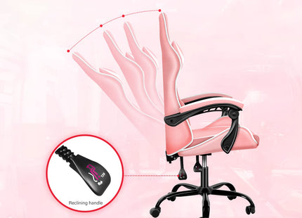 Pink Gaming Chair, Big and Tall Gamer Chair, Racing Style