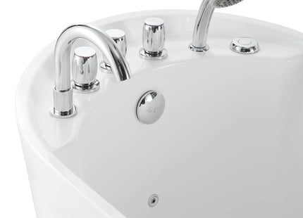 Empava 59" x 29" Freestanding Whirlpool Tub, Acrylic 560W Jetted Bathtub with 7 Hydromassage Nozzles,Lumbar and Neck Support,ETL Certified
