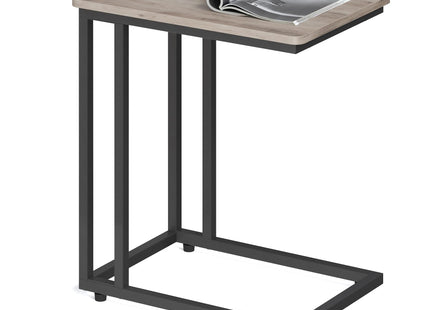 VASAGLE End Table, C Shaped TV Tray with Metal Frame Rolling Casters