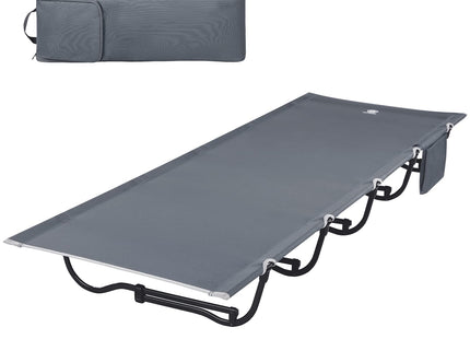 EVER ADVANCED Folding Camping Cot for Adults, Compact Sleeping Cots with Side Pocket, Portable Heavy Duty Foldable Camp Bed with Carry Bag for Outdoor, Travel, Grey