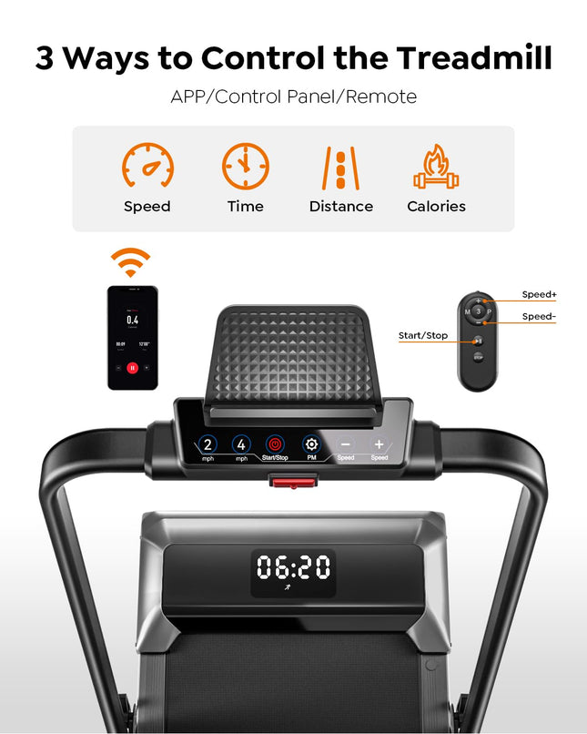 Walking Pad Treadmill with Incline, 2 in 1 Foldable Treadmills for Home Small Office, 300lbs Portable Compact Under Desk Treadmill with App, Remote Control and LED Display