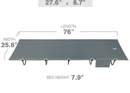 EVER ADVANCED Folding Camping Cot for Adults, Compact Sleeping Cots with Side Pocket, Portable Heavy Duty Foldable Camp Bed with Carry Bag for Outdoor, Travel, Grey