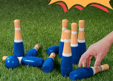 13-Piece Wood Bowling Set - Indoor/Outdoor Bowling Game