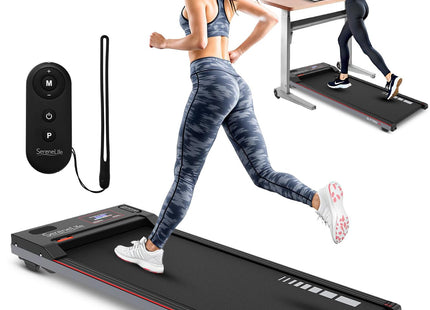 SereneLife Walking Pad Treadmill with Remote Control, 0.6 to 5.0 MPH Smart Speed Control, Walking Mat, Under Desk Treadmill for Home Office, Shock Absorption, App Support, 265lbs Limit