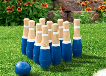 13-Piece Wood Bowling Set - Indoor/Outdoor Bowling Game