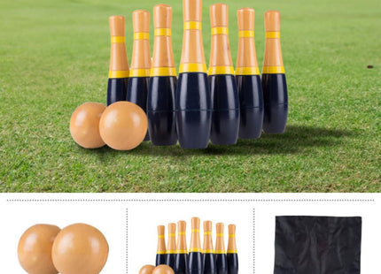 13-Piece Wood Bowling Set - Indoor/Outdoor Bowling Game