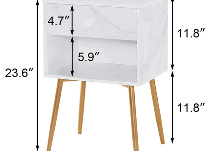 VECELO Nightstand Set of 2 Modern Night Stand/Side Table Easy Assembly with Drawer and Storage Shelf Wood Night Stand for Bedroom, Living Room, Small Places, White