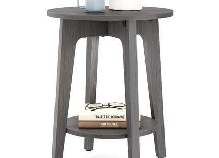 VASAGLE Side Table, Small Round End Table with Lower Shelf