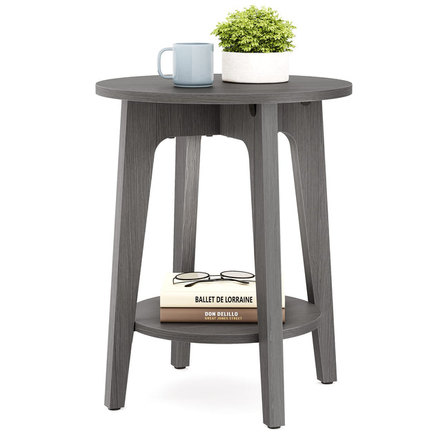 VASAGLE Side Table, Small Round End Table with Lower Shelf