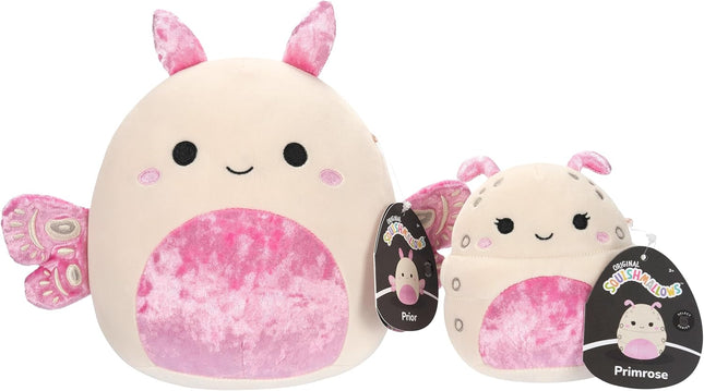 Squishmallows Original 5-Inch Primrose Silkworm and 8-Inch Prior Silk Moth Plush