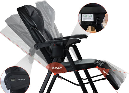 Folding Massage Chair with Heat FR-M25D Full Body Massage Portable Adjustable Backrest Height Neck Position Suitable for Heights ranging from 59 inches to 79 inches