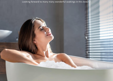 Empava 59" x 29" Freestanding Whirlpool Tub, Acrylic 560W Jetted Bathtub with 7 Hydromassage Nozzles,Lumbar and Neck Support,ETL Certified
