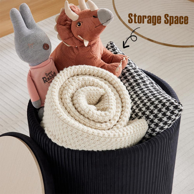 Round Set of 2 Ottoman with Storage