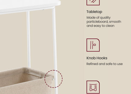 VASAGLE End Table, Small Bedside Table with Fabric Basket
