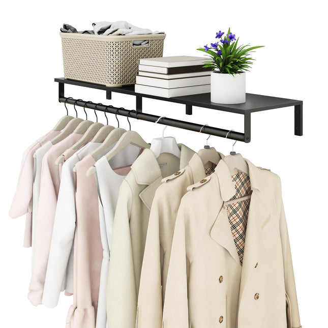 Wall Mounted Clothes Rack with Top Shelf, 41''