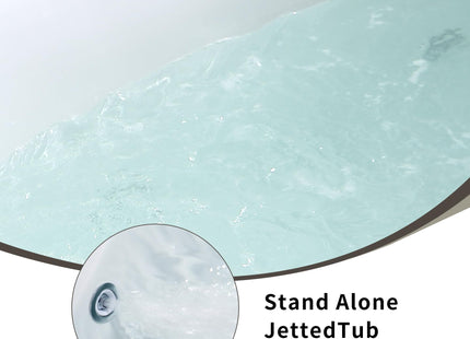 Empava 59" x 29" Freestanding Whirlpool Tub, Acrylic 560W Jetted Bathtub with 7 Hydromassage Nozzles,Lumbar and Neck Support,ETL Certified