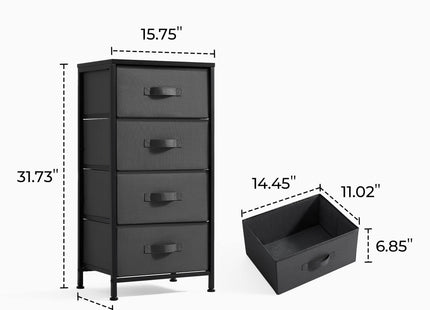 LINSY HOME Dresser for Bedroom, Black Dresser with 4 Drawers