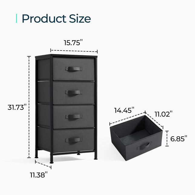LINSY HOME Dresser for Bedroom, Black Dresser with 4 Drawers