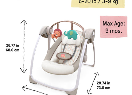 Ingenuity Soothe 'n Delight Compact Portable 6-Speed Plush Baby Swing