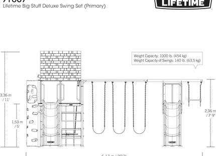 Lifetime Big Stuff Deluxe Swing Set Playset, Primary
