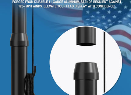 11 Gauge Heavy Duty Flag Pole, 25 FT Extra Thick Aluminum Flagpole Kit for Outside House In Ground, 120MPH Wind Tested