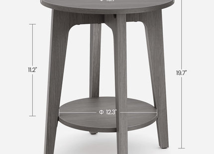 VASAGLE Side Table, Small Round End Table with Lower Shelf