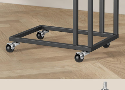 VASAGLE End Table, C Shaped TV Tray with Metal Frame Rolling Casters