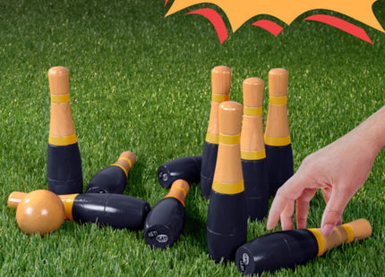 13-Piece Wood Bowling Set - Indoor/Outdoor Bowling Game
