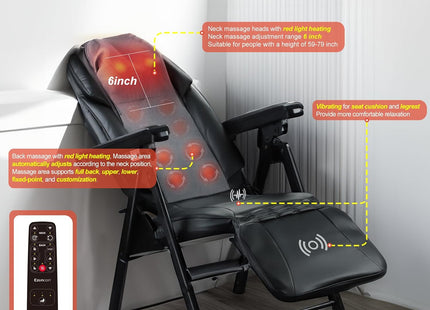 Folding Massage Chair with Heat FR-M25D Full Body Massage Portable Adjustable Backrest Height Neck Position Suitable for Heights ranging from 59 inches to 79 inches