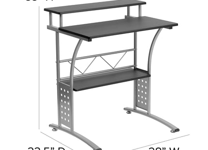 Flash Furniture Clifton Modern Office Computer Desk with Top and Bottom Storage Shelves, Small Computer Desk for Home Office, 28"W, Black