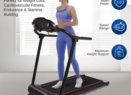 SereneLife Electric Folding Treadmill Exercise Machine - Smart Compact Digital Fitness Treadmill Workout Trainer w/Bluetooth App Sync, Manual Incline Adjustment, for Walking, Running, Gym