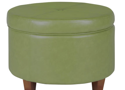 HomePop Round Leatherette Storage Ottoman with Lid