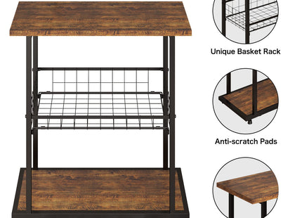 Side Table, 3-Tier End Table